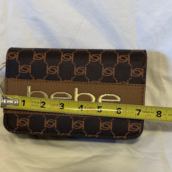 bebe Logo Pattern Crossbody Bag in Brown and Gold - Picture 6 of 7